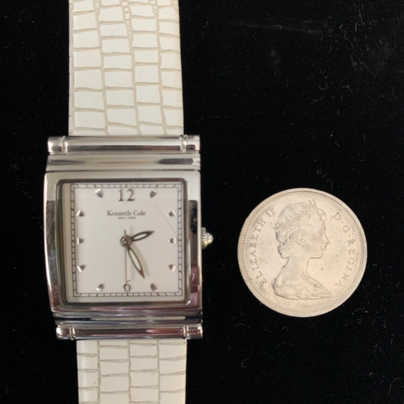 Kenneth Cole Silver Case Watch with Leather Strap, White - Picture 7 of 7